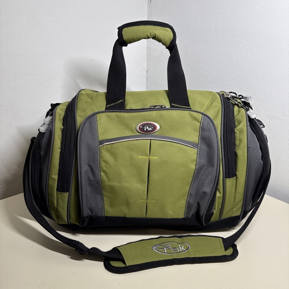 Vintage California Pak Green Black Duffel Bag Travel Calpak Luggage Weekender